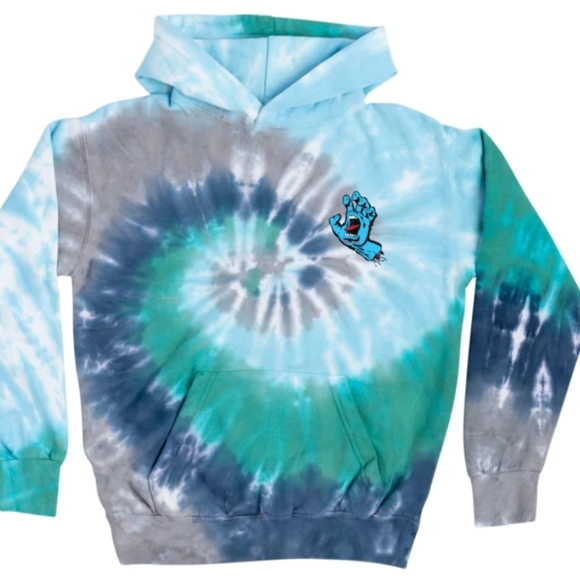 Santa Cruz screaming hand youth pull over hoodie tie dye - Picture 2 of 7